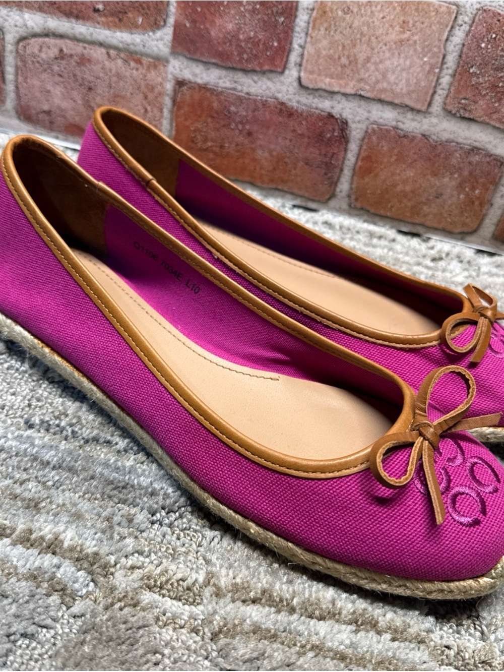 Coach Darcelle Signature Espadrille Ballet Flats 10Pink Fuchsia Canvas Bow Spain - Picture 4 of 12
